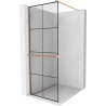 Mexen Kioto+ paroi de douche avec étagère Walk-in 80 x 200 cm, grille noire, cuivre brossé - 800-080-121-65-77