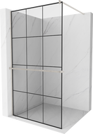 Mexen Kioto+ Paroi de douche avec étagère Walk-in 120 x 200 cm, grille noire, nickel brossé - 800-120-121-97-77