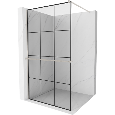 Mexen Kioto+ paroi de douche avec étagère Walk-in 100 x 200 cm, motif noir, nickel brossé - 800-100-121-97-77