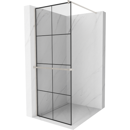 Mexen Kioto+ paroi de douche avec étagère Walk-in 90 x 200 cm, grille noire, nickel brossé - 800-090-121-97-77