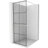 Mexen Kioto+ cabine de douche avec étagère Walk-in 90 x 200 cm, motif noir, nickel brossé - 800-090-121-97-77