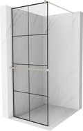 Mexen Kioto+ paroi de douche avec étagère Walk-in 70 x 200 cm, motif noir, nickel brossé - 800-070-121-97-77