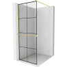 Mexen Kioto+ paroi de douche avec étagère Walk-in 70 x 200 cm, motif noir, finition or brossé - 800-070-121-55-77