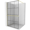 Mexen Kioto+ paroi de douche avec étagère Walk-in 110 x 200 cm, grille noire, dorée brossée - 800-110-121-55-77