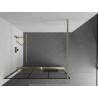Mexen Kioto+ paroi de douche avec étagère Walk-in 110 x 200 cm, grille noire, dorée brossée - 800-110-121-55-77
