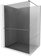 Mexen Kioto+ paroi de douche avec étagère Walk-in 90 x 200 cm, graphite, métal armé - 800-090-121-95-40