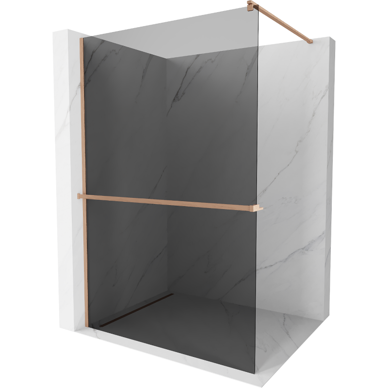 Mexen Kioto+ paroi de douche Walk-in 70 x 200 cm, gris, laiton brossé - 800-070-121-65-40