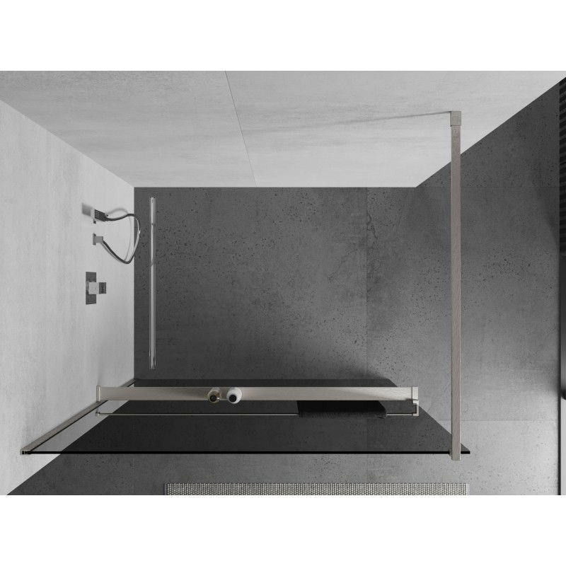 Mexen Kioto+ paroi de douche avec étagère Walk-in 80 x 200 cm, graphite, nickel brossé - 800-080-121-97-40