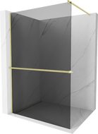 Mexen Kioto+ paroi de douche avec étagère Walk-in 70 x 200 cm, graphite, or brossé - 800-070-121-55-40