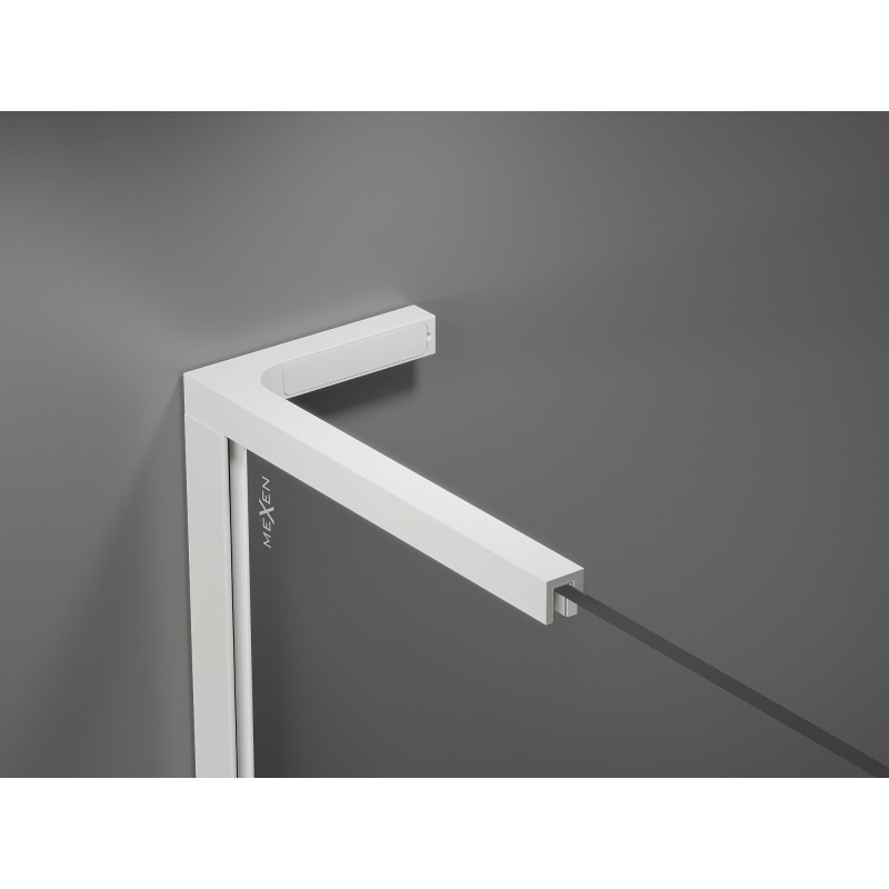 Mexen Kioto+ L paroi de douche avec étagère Walk-in 100 x 200 cm, transparent, blanc - 800-100-123-20-00
