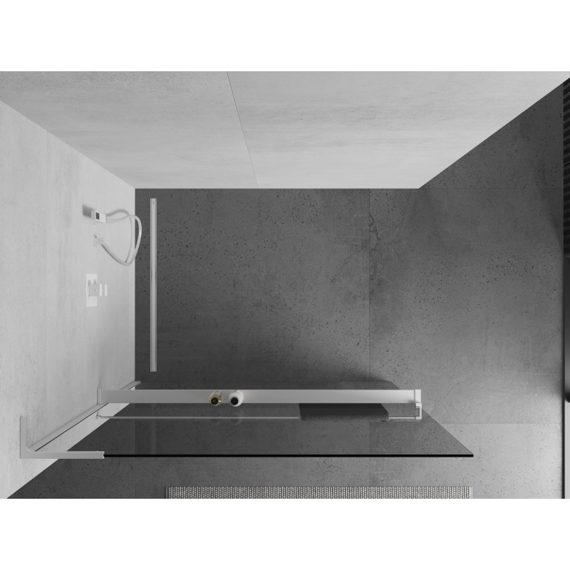 Mexen Kioto+ L paroi de douche avec étagère Walk-in 105 x 200 cm, transparent, blanc - 800-105-123-20-00