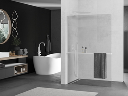 Mexen Kioto+ L panneau de douche avec étagère Walk-in 110 x 200 cm, transparent, blanc - 800-110-123-20-00