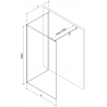 Mexen Kioto paroi de douche Walk-in 130 x 90 cm, motif noir, gun metal - 800-130-212-95-70-090
