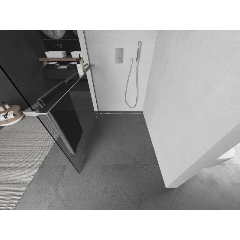 Mexen Kioto+ L paroi de douche avec étagère Walk-in 60 x 200 cm, transparent, chrome - 800-060-123-01-00