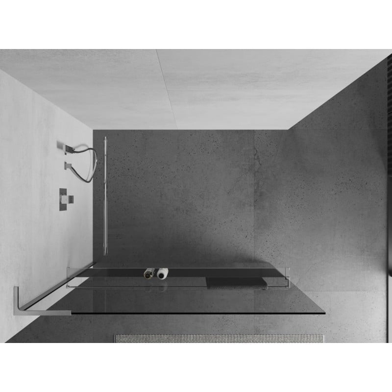 Mexen Kioto+ L paroi de douche avec étagère Walk-in 80 x 200 cm, transparent, chrome - 800-080-123-01-00