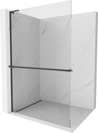 Panneau de douche Mexen Kioto+ L avec étagère Walk-in 85 x 200 cm, transparent, noir - 800-085-123-70-00
