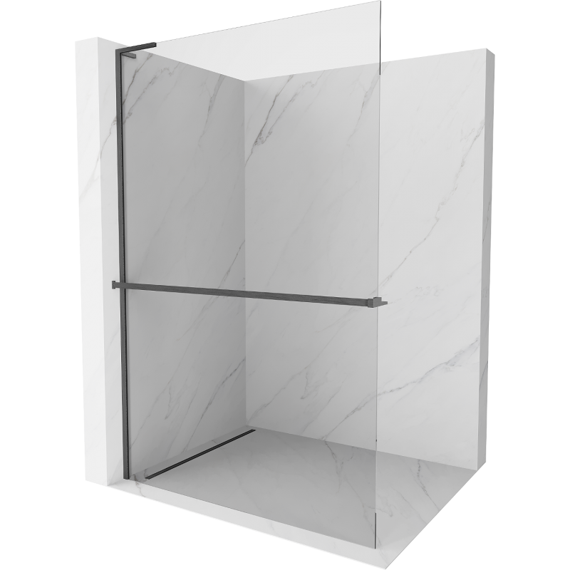 Mexen Kioto+ L paroi de douche avec étagère Walk-in 90 x 200 cm, transparent, gris ardoise brossé - 800-090-123-66-00
