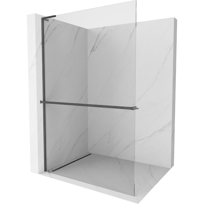 Mexen Kioto+ L paroi de douche avec étagère Walk-in 100 x 200 cm, transparent, gris ardoise brossé - 800-100-123-66-00