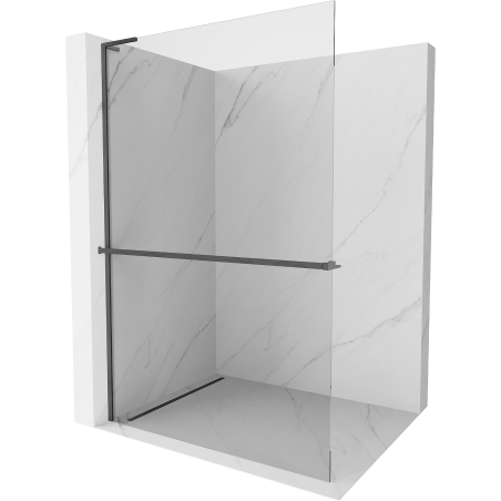 Mexen Kioto+ L paroi de douche avec étagère Walk-in 100 x 200 cm, transparent, gris ardoise brossé - 800-100-123-66-00