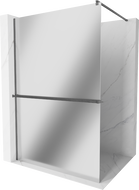 Mexen Kioto+ paroi de douche avec étagère Walk-in 70 x 200 cm, miroir, gris foncé brossé - 800-070-121-66-50