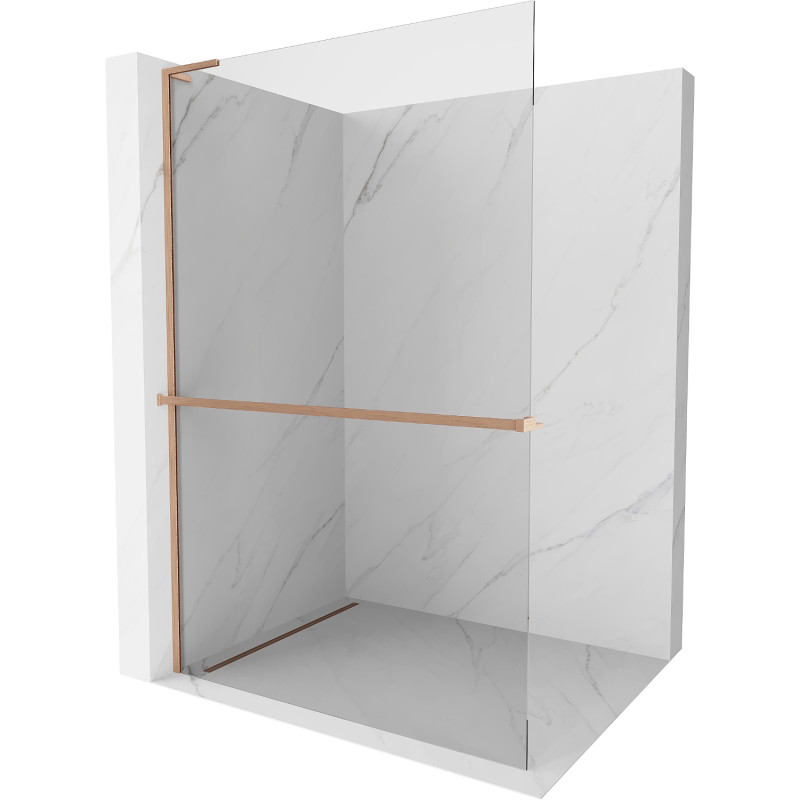 Mexen Kioto+ L paroi de douche avec étagère Walk-in 60 x 200 cm, transparent, cuivre brossé - 800-060-123-65-00