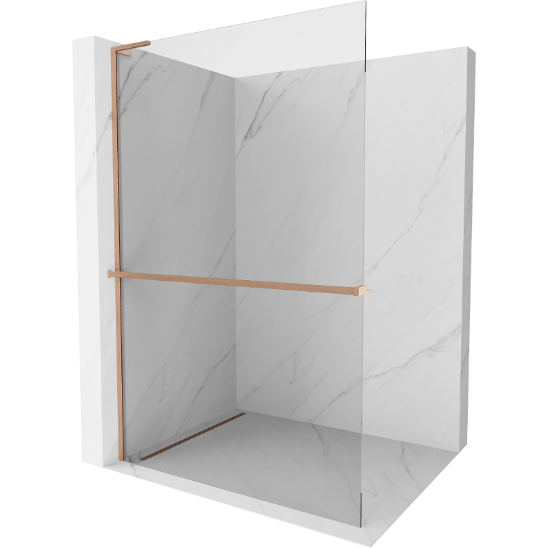 Mexen Kioto+ L paroi de douche avec étagère Walk-in 95 x 200 cm, transparent, cuivre brossé - 800-095-123-65-00