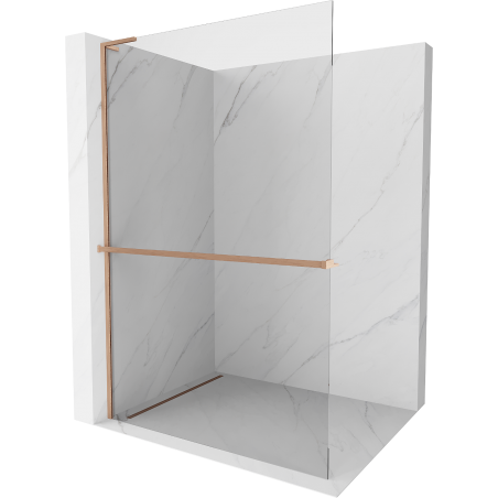 Mexen Kioto+ L paroi de douche avec étagère Walk-in 100 x 200 cm, transparent, cuivre brossé - 800-100-123-65-00