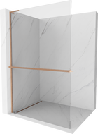 Mexen Kioto+ L paroi de douche avec étagère Walk-in 100 x 200 cm, transparent, cuivre brossé - 800-100-123-65-00