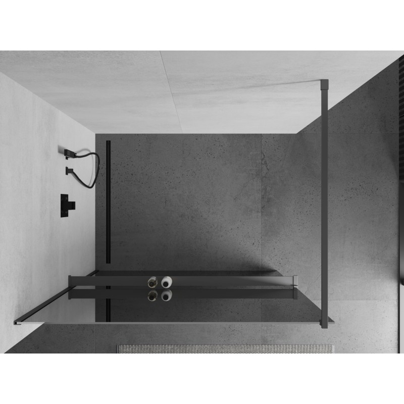 Mexen Kioto+ paroi de douche avec étagère Walk-in 140 x 200 cm, miroir, gun metal - 800-140-121-95-50