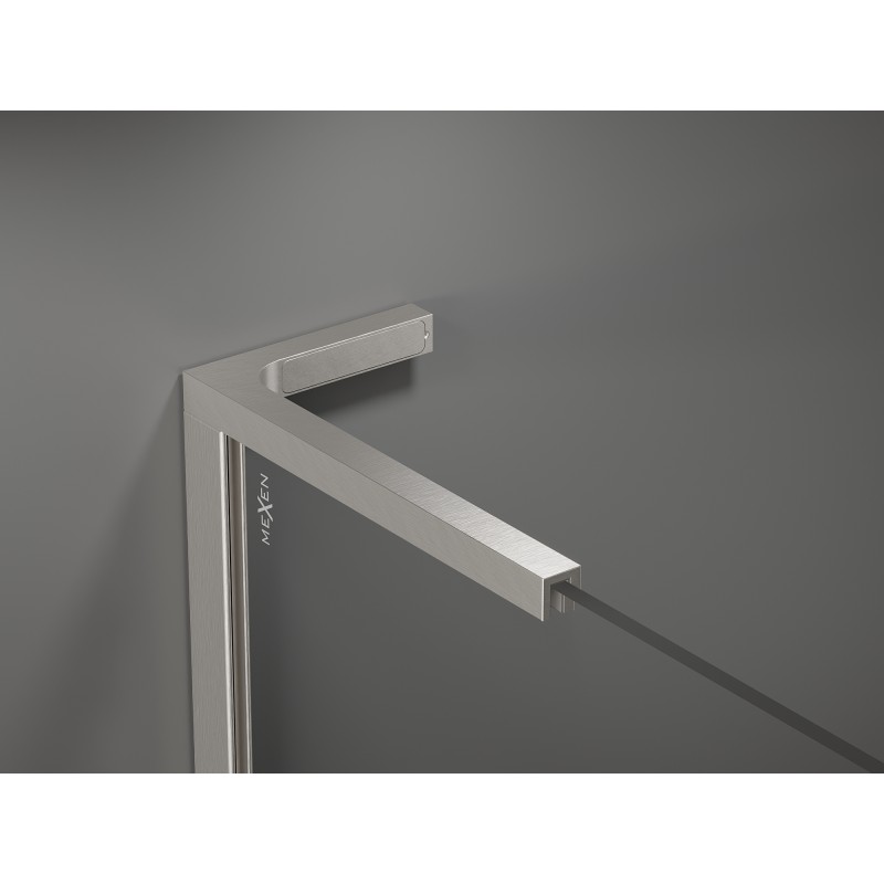 Mexen Kioto+ L paroi de douche avec étagère Walk-in 100 x 200 cm, transparent, nickel brossé - 800-100-123-97-00