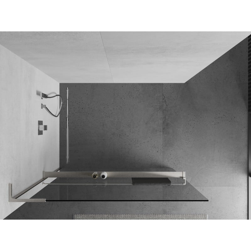 Mexen Kioto+ L paroi de douche avec étagère Walk-in 95 x 200 cm, transparent, nickel brossé - 800-095-123-97-00