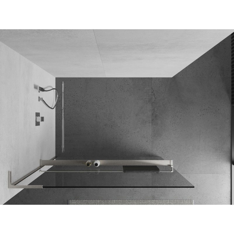 Mexen Kioto+ L paroi de douche avec étagère Walk-in 60 x 200 cm, transparent, nickel brossé - 800-060-123-97-00