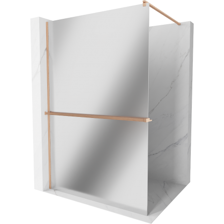Mexen Kioto+ paroi de douche avec étagère Walk-in 140 x 200 cm, miroir, laiton brossé - 800-140-121-65-50