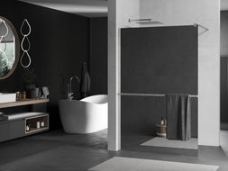 Mexen Kioto+ paroi de douche avec étagère Walk-in 110 x 200 cm, miroir, nickel brossé - 800-110-121-97-50