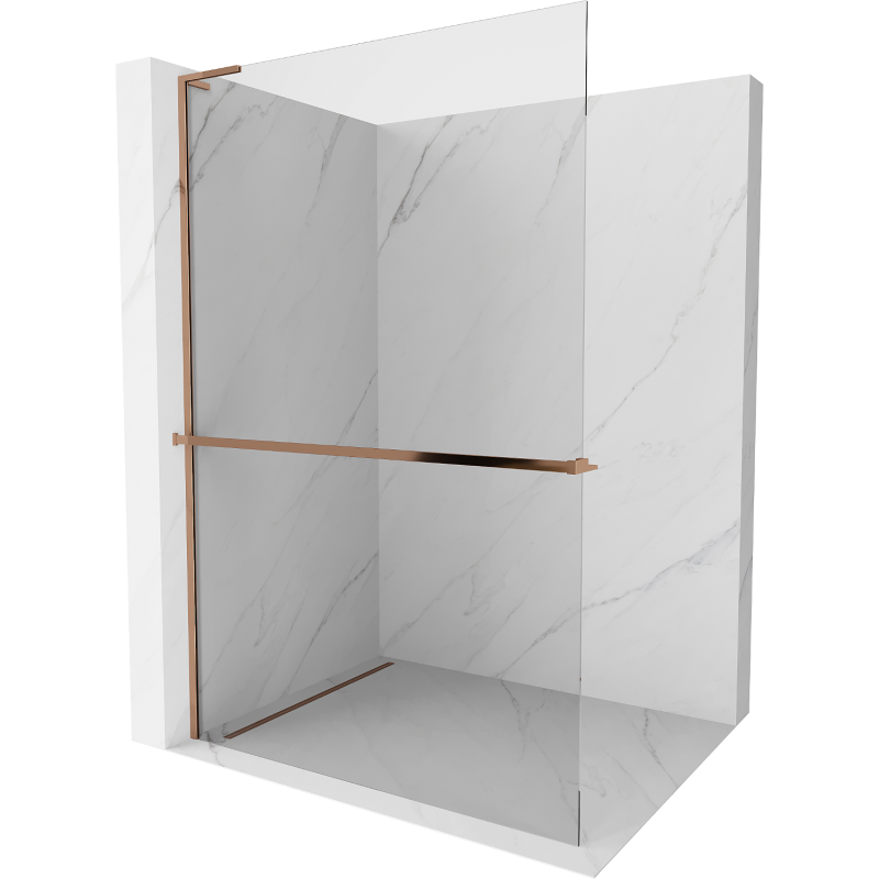 Mexen Kioto+ L paroi de douche avec étagère Walk-in 65 x 200 cm, transparent, or rose - 800-065-123-60-00
