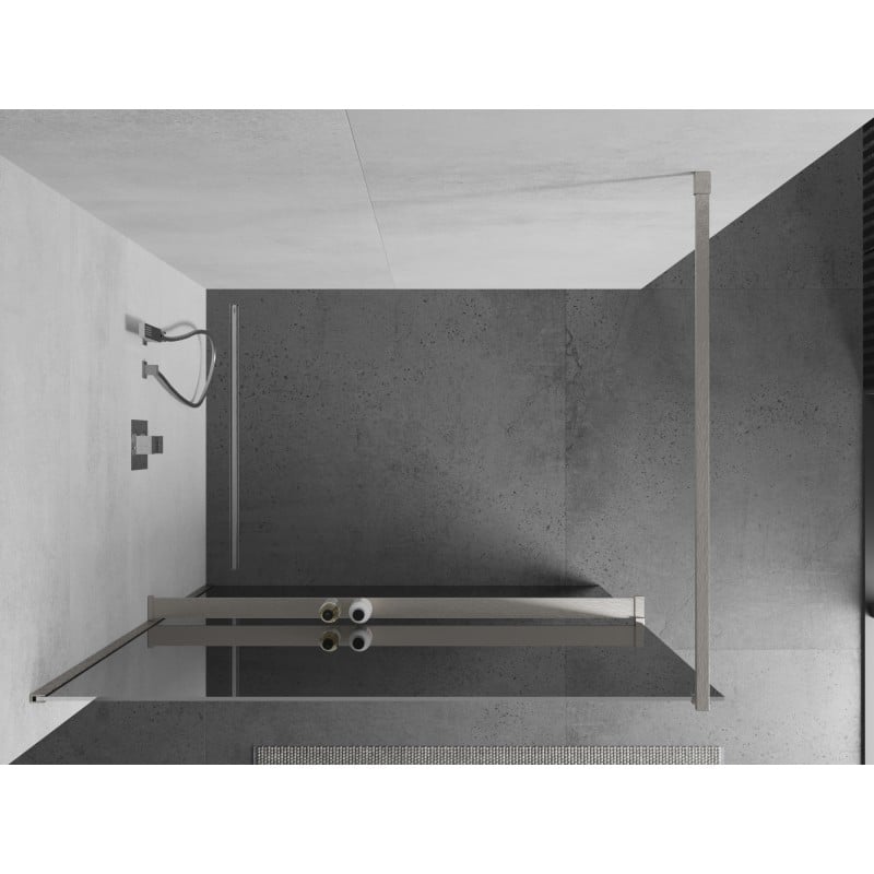 Mexen Kioto+ paroi de douche avec étagère Walk-in 140 x 200 cm, miroir, nickel brossé - 800-140-121-97-50