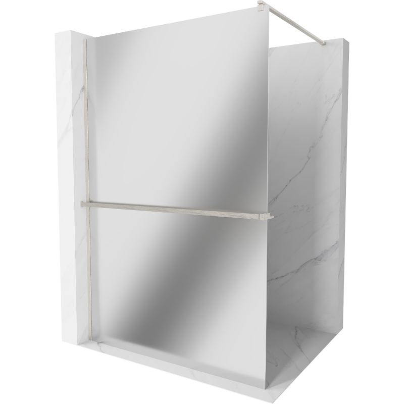 Mexen Kioto+ paroi de douche avec étagère Walk-in 140 x 200 cm, miroir, nickel brossé - 800-140-121-97-50