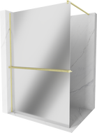 Mexen Kioto+ paroi de douche avec étagère Walk-in 100 x 200 cm, miroir, or brossé - 800-100-121-55-50