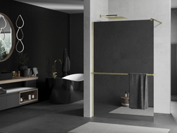Mexen Kioto+ paroi de douche avec étagère Walk-in 120 x 200 cm, miroir, or brossé - 800-120-121-55-50
