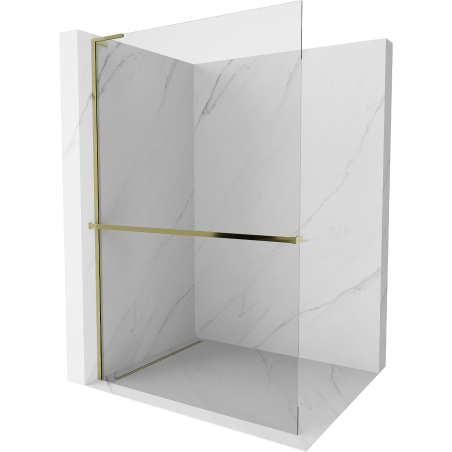Mexen Kioto+ L paroi de douche avec étagère Walk-in 85 x 200 cm, transparente, dorée - 800-085-123-50-00