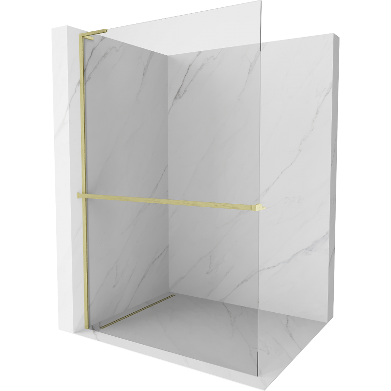 Mexen Kioto+ L paroi de douche avec étagère Walk-in 60 x 200 cm, transparente, dorée brossée - 800-060-123-55-00