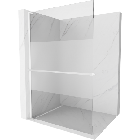 Mexen Kioto+ L paroi de douche avec étagère Walk-in 70 x 200 cm, transparent/opaque, blanc - 800-070-123-20-35