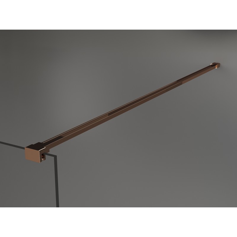 Mexen Kioto paroi de douche Walk-in 90 x 200 cm, cadre noir 8 mm, or rose - 800-090-101-60-70