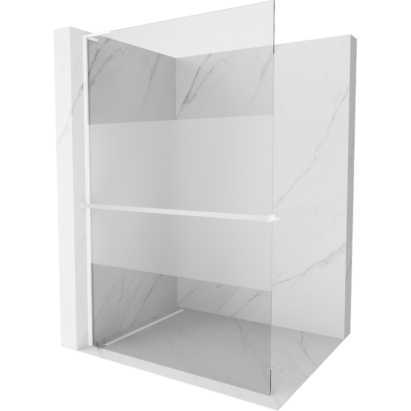 Mexen Kioto+ L paroi de douche avec étagère Walk-in 90 x 200 cm, transparent/givre, blanc - 800-090-123-20-35