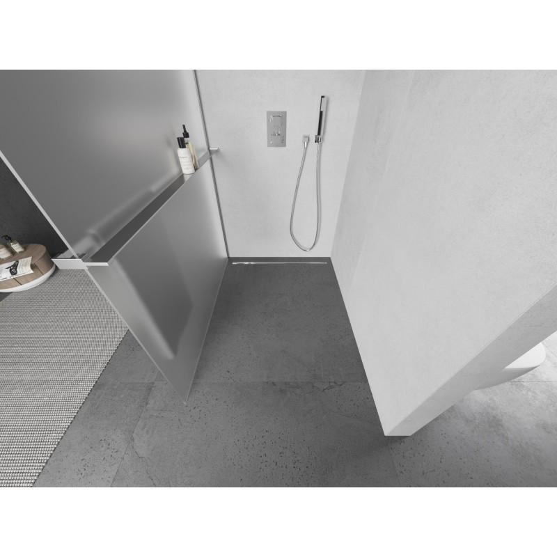 Mexen Kioto+ L panneau de douche avec étagère Walk-in 100 x 200 cm, givré, chrome - 800-100-123-01-30