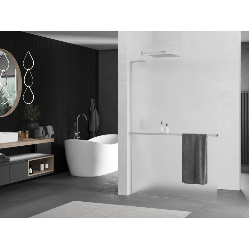 Mexen Kioto+ L panneau de douche avec étagère Walk-in 100 x 200 cm, givré, chrome - 800-100-123-01-30
