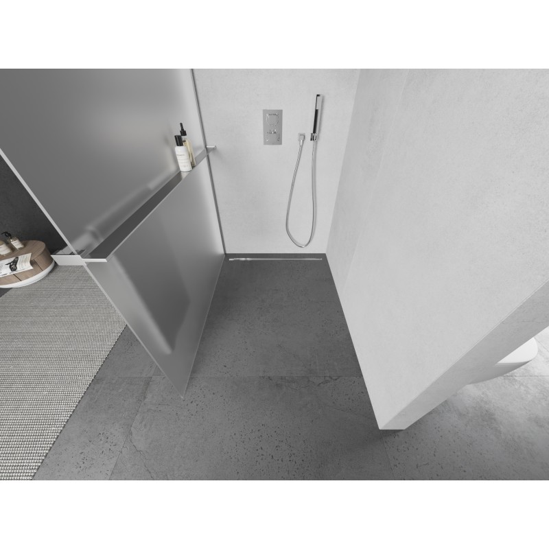 Mexen Kioto+ L paroi de douche avec étagère Walk-in 90 x 200 cm, givre, chrome - 800-090-123-01-30