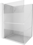 Mexen Kioto+ L paroi de douche avec étagère Walk-in 100 x 200 cm, transparent/opaque, blanc - 800-100-123-20-35