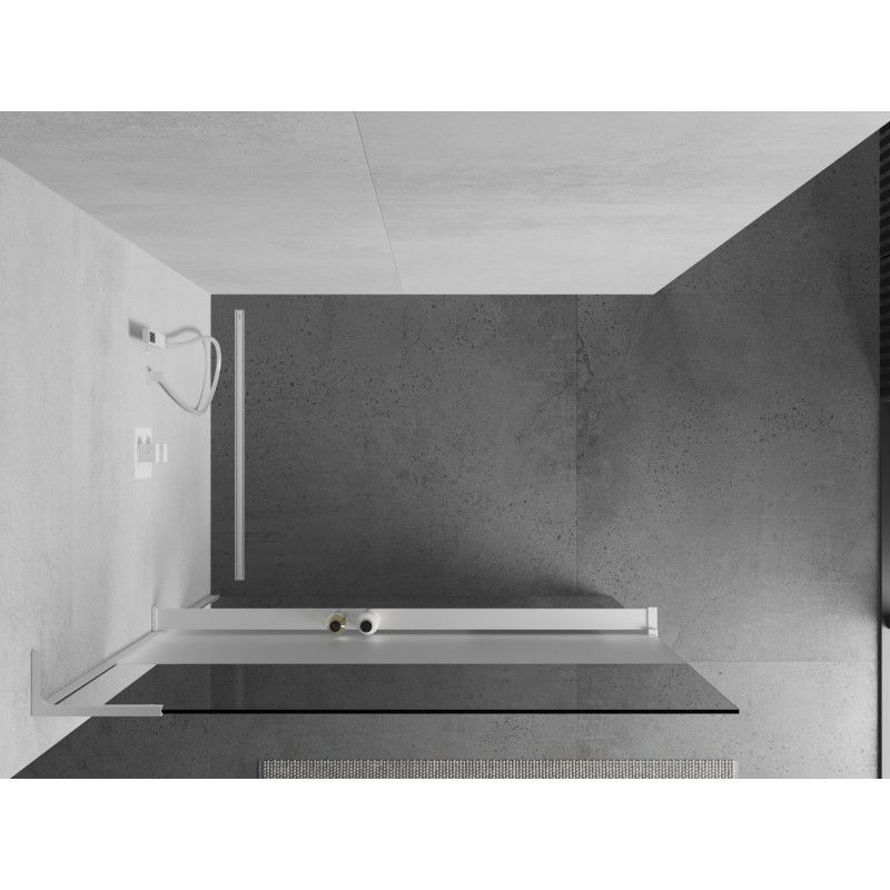 Mexen Kioto+ L paroi de douche avec étagère Walk-in 110 x 200 cm, transparent/givré, blanc - 800-110-123-20-35