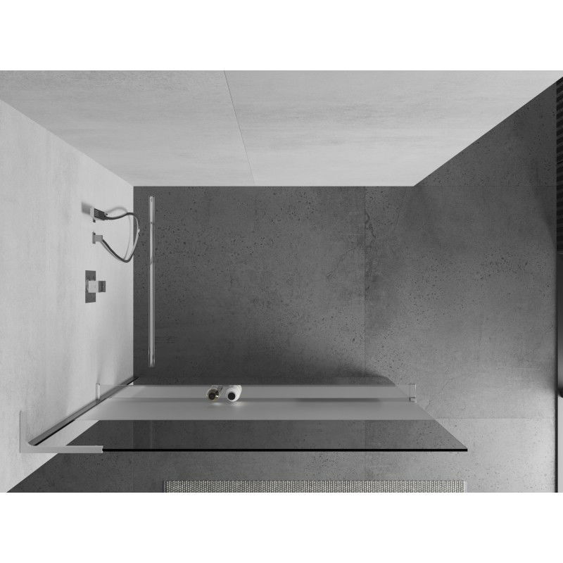 Mexen Kioto+ L paroi de douche avec étagère Walk-in 90 x 200 cm, transparent/givré, chrome - 800-090-123-01-35